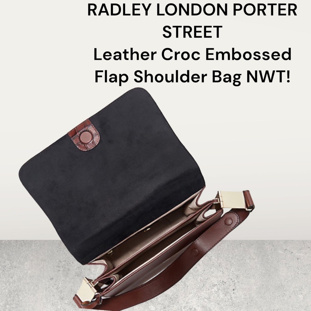 BRAND NEW W/TAGS RADLEY LONDON PORTER STREET CROC EMBOSSED FLAP SHOULDER BAG🤩 - Picture 5 of 14